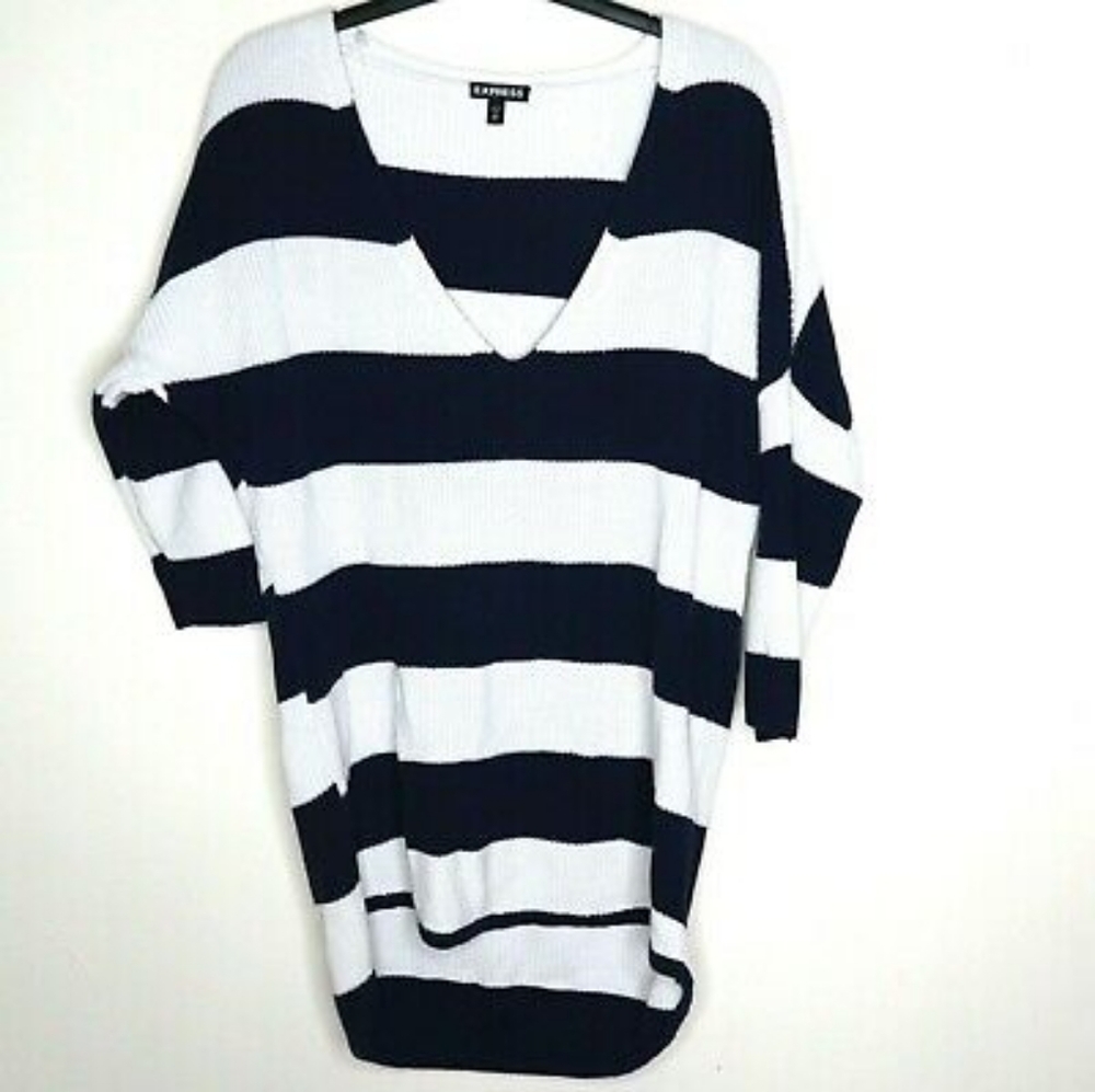 Navy blue and white Express shirt